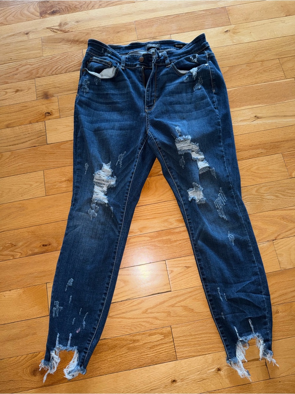 Judy Blue Dark Blue Distressed Skinny Jeans
